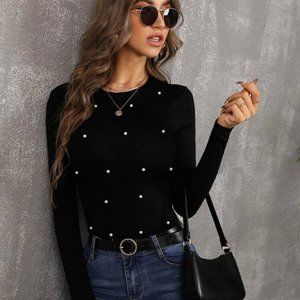 PULLOVER DE MUJER DE MANGAS LARGAS DE COLOR BLACK SIZE L